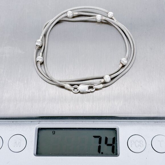 Vintage Italian Sterling Silver 925 4mm Beaded Snake Chain Necklace 18" - Picture 5 of 5